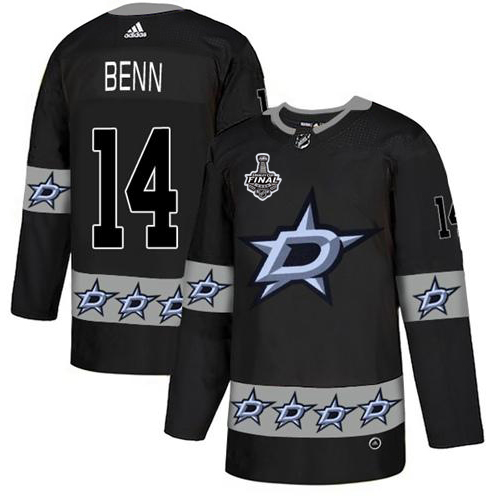 Men Adidas Dallas Stars #14 Jamie Benn Black Authentic Team Logo Fashion 2020 Stanley Cup Final Stitched NHL Jersey->dallas stars->NHL Jersey